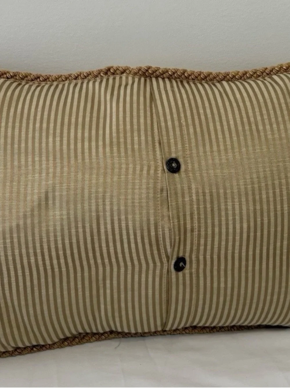 Neiman Marcus Sweet Dreams Taupe and Gold Floral Jacquard Pillow with Braide